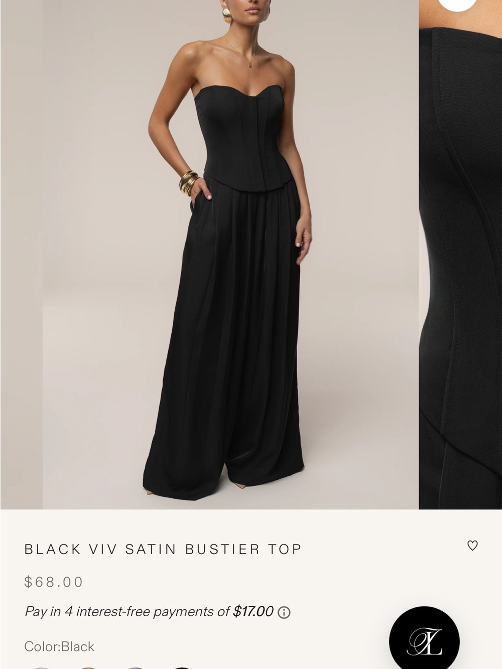JLUXLABEL Black Strapless Corset Top with Tag